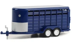Greenlight Anhänger 14-Foot Livestock Trailer, dunkelblau, 1:64, Outlet