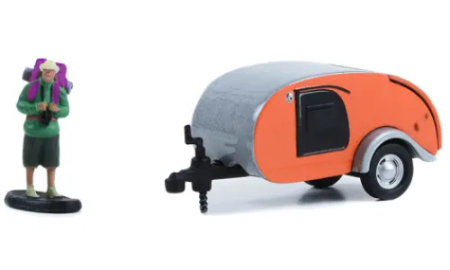 Greenlight Anhänger Tear Drop Trailer, orange/silber, 1:64, Discount