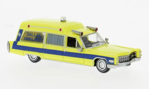 Brekina Cadillac Miller Meteor Ambulance, 1966, Dallas Ambulance, 1:87, Best