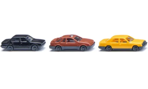 Wiking - 3er Set: Drei klassische Personenwagen, schwarz/braun, 1982, 1:87, Discount