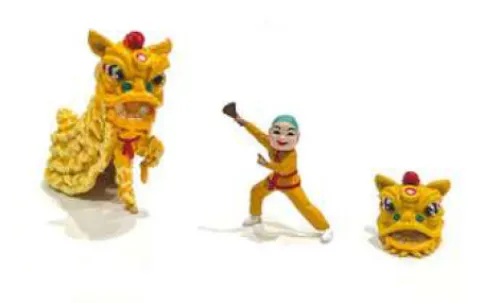 American Diorama Figuren Lions Dance, rot, 1:64,