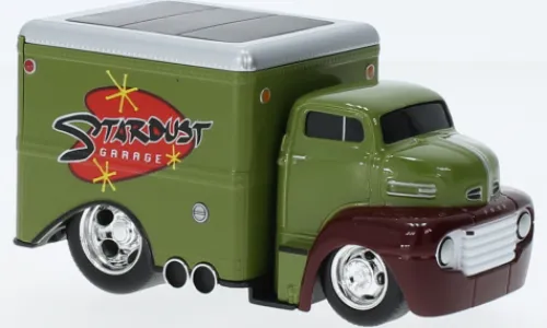 Maisto Ford Coe Box Truck, dunkeloliv/dunkelrot, 1950, 1:64, Hot