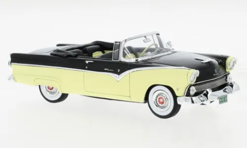 GIM - Great Iconic Models Ford Fairlane Sunliner, schwarz/hellgelb, 1955, 1:43, Best