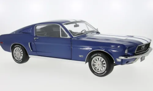 KK Scale Ford Mustang GT Fastback, blau/weiss, 1968, 1:12, Best