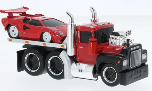 Maisto Mack R685ST Flatbed, rot/schwarz, 1980, 1:64,