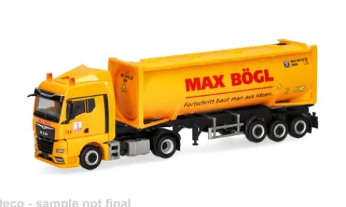 Herpa MAN TGX GM 30ft Drucksilocontainer, Max Bögl, 1:87, New