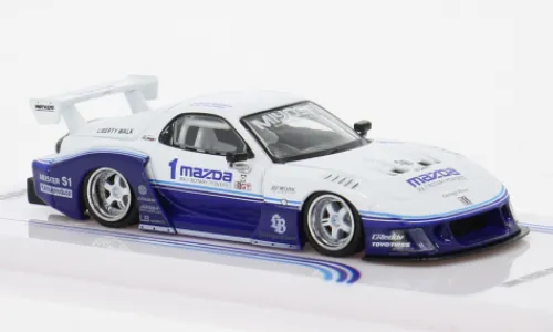 INNO64 Mazda RX7 (FD3S) LB-Super Silhouette, weiss/blau, 2024, 1:64, Outlet