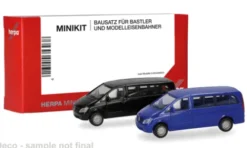 Herpa MiniKit Mercedes 2er Set: Vito Bus (W639), schwarz/blau, 2010, 1:87,