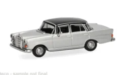 Herpa Mercedes 200 Heckflosse, silber/schwarz, 1:87, Outlet