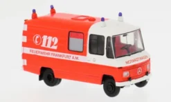 Brekina Mercedes L 508 RTW FW Frankfurt, rot/weiss, 1970, Feuerwehr Frankfurt, 1:87, Clearance