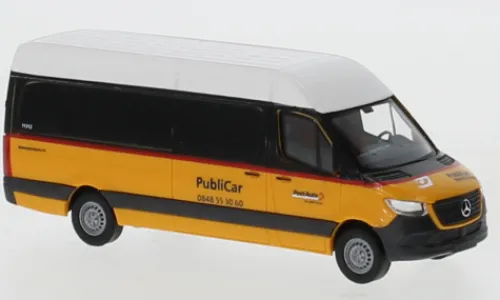 Busch Mercedes Sprinter Bus LWB, 2018, PostAuto PubliCar (CH), 1:87, Best