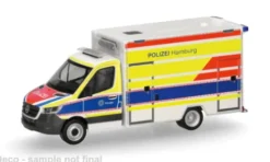 Herpa Mercedes Sprinter 18 Fahrtec RTW, Polizei Hamburg, 1:87, Sale