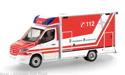Herpa Mercedes Sprinter 18 Fahrtec RTW, Feuerwehr Bremerhaven, 1:87, Outlet