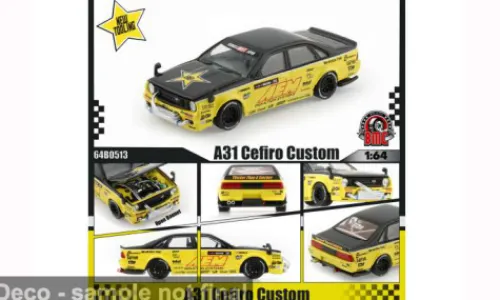BM Creations Nissan A31 Cefiro Custom, gelb/schwarz, AEM RR, 1:64, Outlet