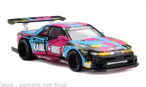 Mini GT Nissan Silvia S13-R Kaido Splash V1, schwarz/Dekor, 1991, 1:64, New