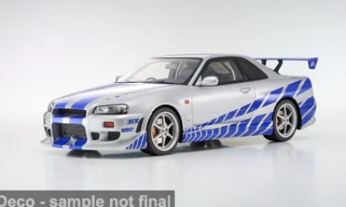 Kyosho Nissan Skyline R34 GT-R, silber/blau, 2001, 1:12, Sale