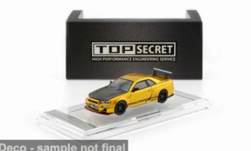 BM Creations Nissan Top Secret BNR34, gelb/schwarz, HEC26-Special Edition Hobby Expo China, 1:64, New