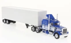 Brekina Peterbilt 359 Koffer-SZ, blau/weiss, 1973, 1:87,