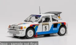 IXO Peugeot 205 Turbo 16V Evo 2, 1000 Lakes Rally, 1986, #6, S.Blomqvist/B.Berglund, 1:43, Hot