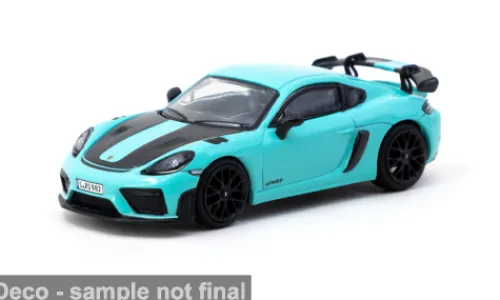 Tarmac Works Porsche Cayman GT4RS, türkis/schwarz, 1:64, Best