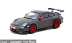 Tarmac Works Porsche 911 (997) GT3 RS, dunkelgrau/rot, 2008, 1:64, Clearance