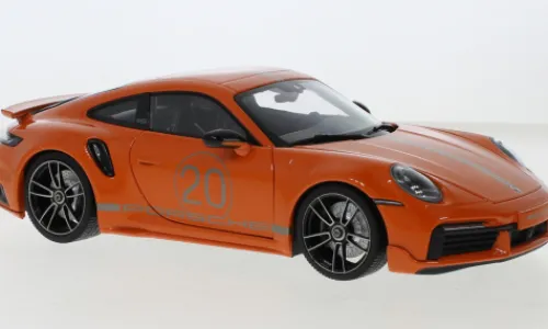 Minichamps Porsche 911 (992) Turbo S Sport Design, orange, 2021, 1:18, New