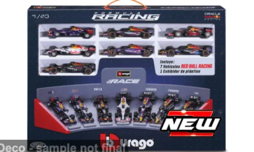 Bburago Red Bull 7 Car Set: Red Bull Racing + Max Verstappen, 1:43, Clearance
