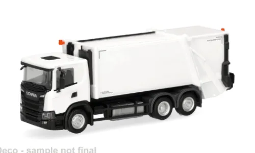 Herpa Scania CG17 Pressmüllfahrzeug Variopress, weiss, 1:87,
