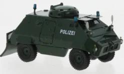 BoS-Models Thyssen UR-416 mit Räumschaufel, dunkelgrün, 1975, Polizei (D), 1:87,
