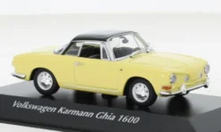 Maxichamps VW Karmann Ghia 1600, gelb/schwarz, 1966, 1:43, Best