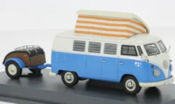 Schuco VW T1 Campingbus, blau/weiss, 1:43, New