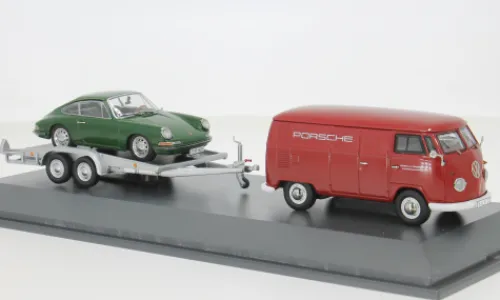 Schuco VW T1 Kastenwagen, rot/dunkelgrau, Porsche, 1:43, Discount