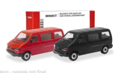 Herpa MiniKit VW T4, rot/schwarz, 1:87, New